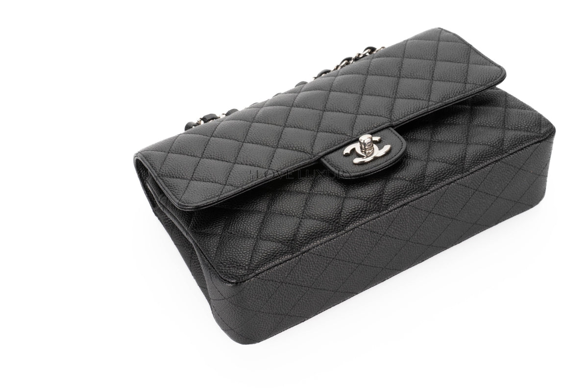 Chanel Medium Classic Flap Black Caviar Silver Hardware - view 12