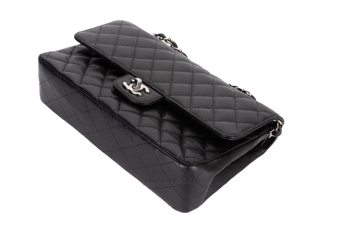 Chanel Medium Classic Flap Black Caviar Silver Hardware - view 13