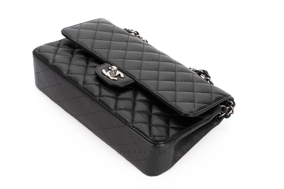 Chanel Medium Classic Flap Black Caviar Silver Hardware - view 13