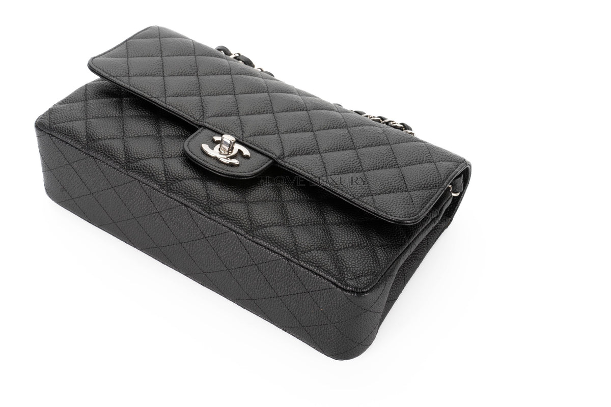 Chanel Medium Classic Flap Black Caviar Silver Hardware - view 13