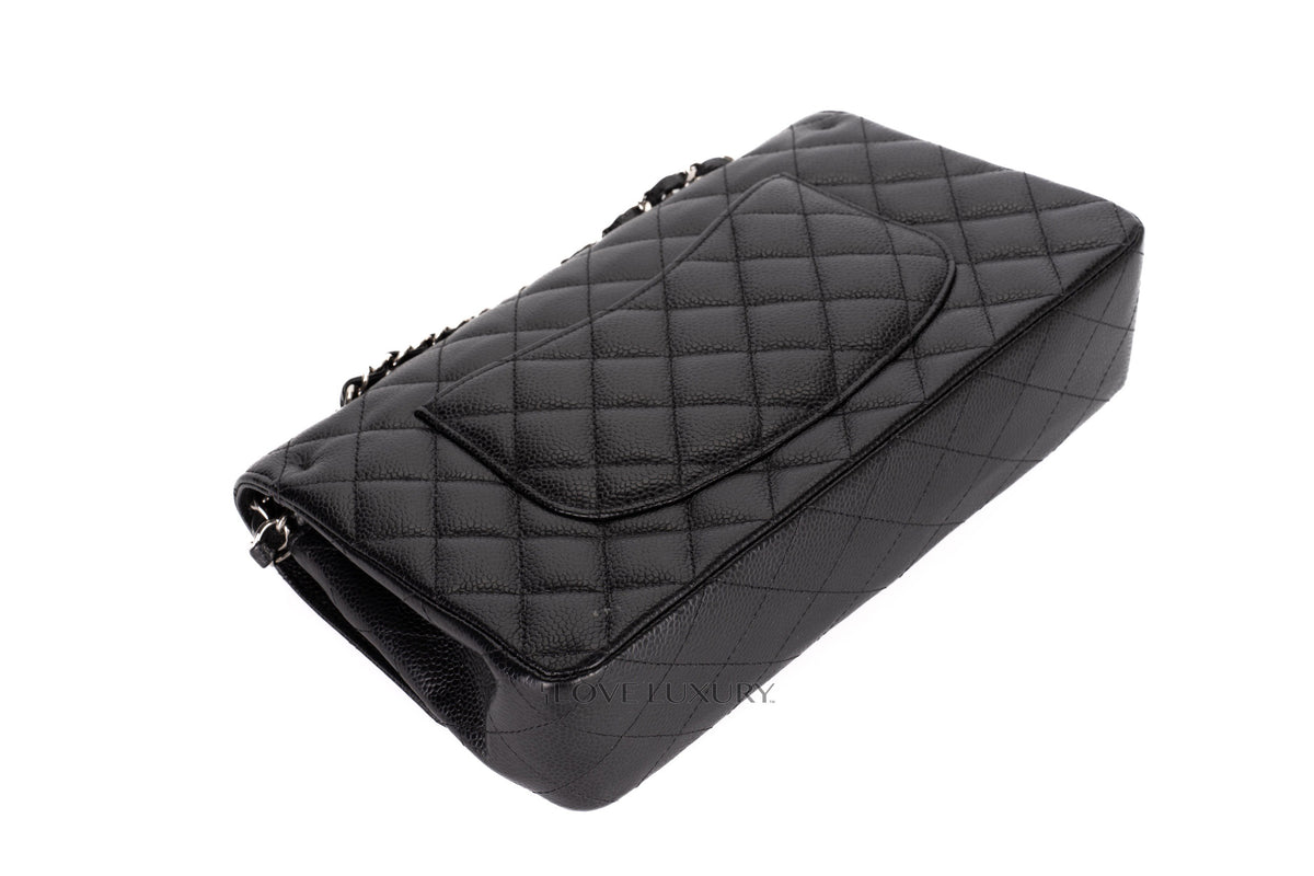 Chanel Medium Classic Flap Black Caviar Silver Hardware - view 14