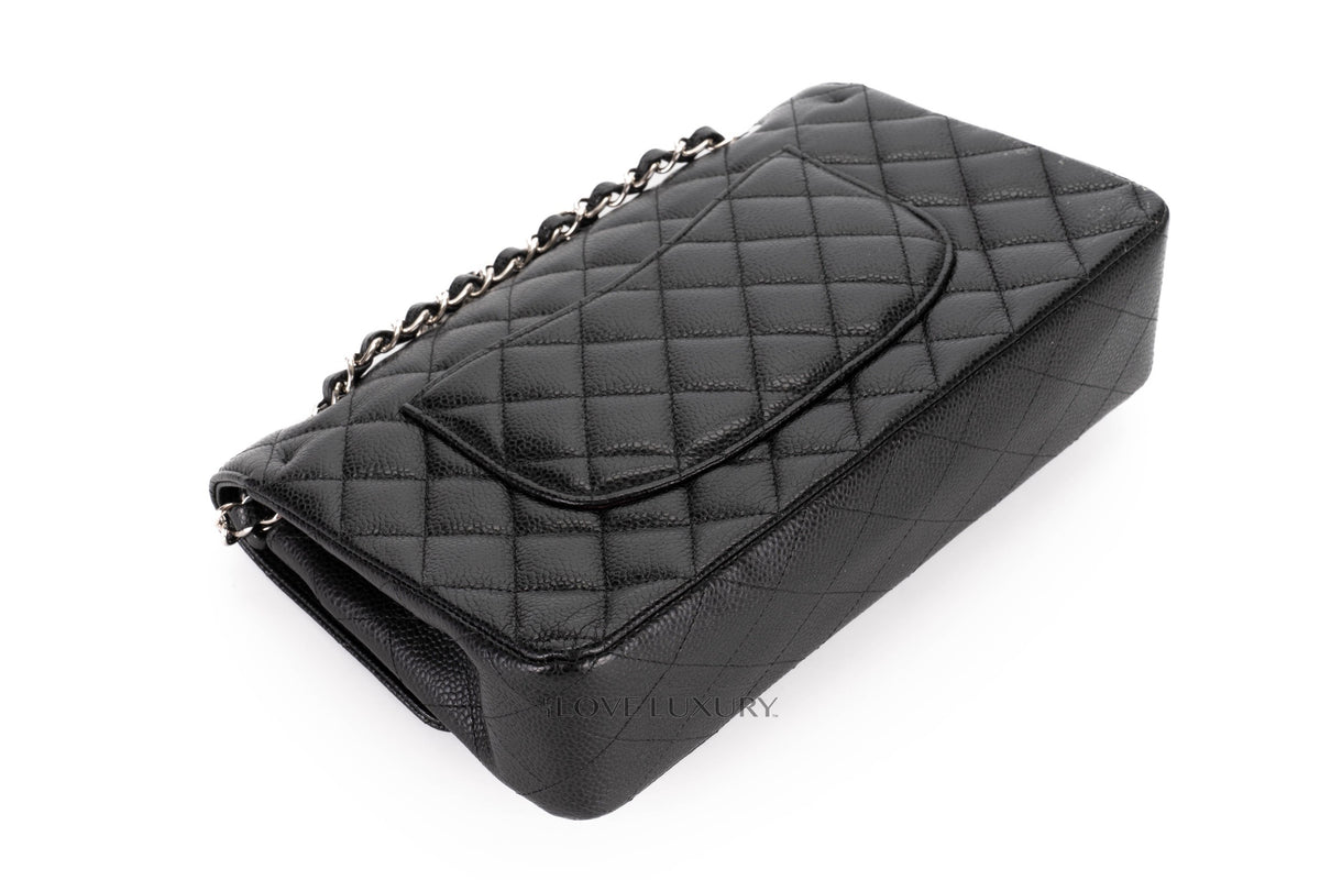 Chanel Medium Classic Flap Black Caviar Silver Hardware - view 14