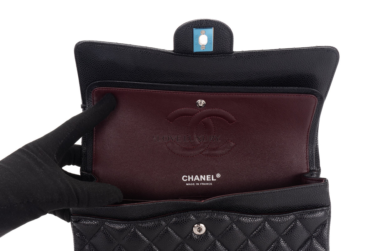 Chanel Medium Classic Flap Black Caviar Silver Hardware - view 10