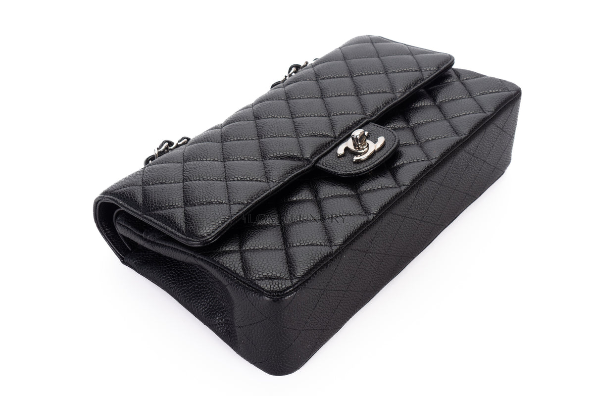 Chanel Medium Classic Flap Black Caviar Silver Hardware - view 12
