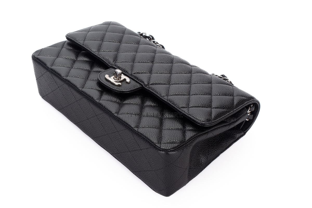 Chanel Medium Classic Flap Black Caviar Silver Hardware - view 13
