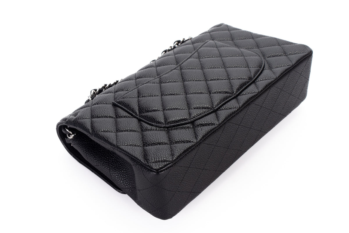 Chanel Medium Classic Flap Black Caviar Silver Hardware - view 14