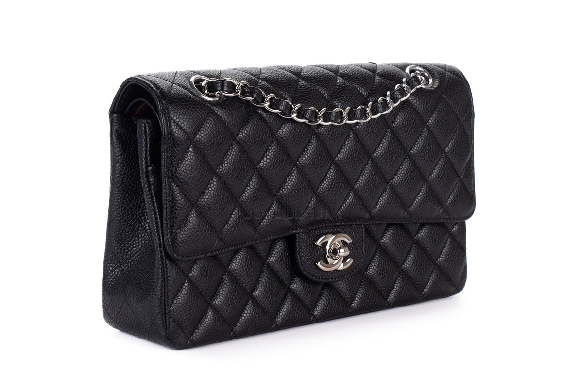 Chanel Medium Classic Flap Black Caviar Silver Hardware - view 2