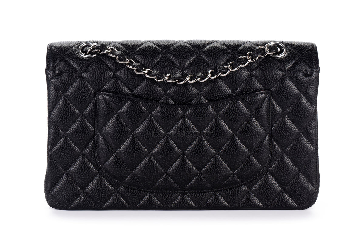 Chanel Medium Classic Flap Black Caviar Silver Hardware - view 3