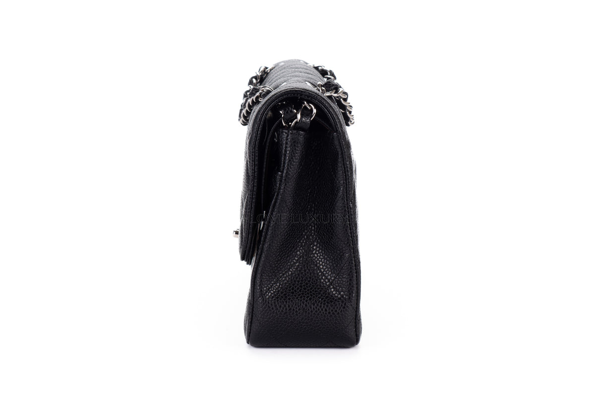 Chanel Medium Classic Flap Black Caviar Silver Hardware - view 4