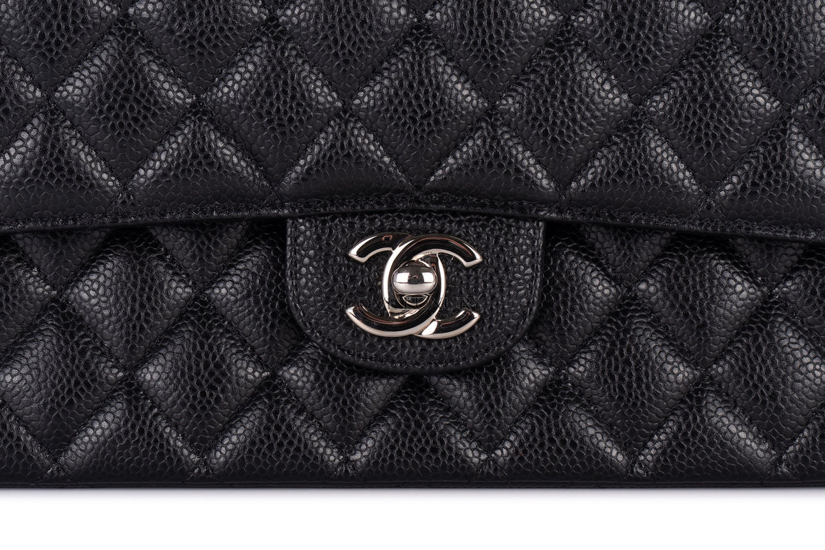 Chanel Medium Classic Flap Black Caviar Silver Hardware - view 7
