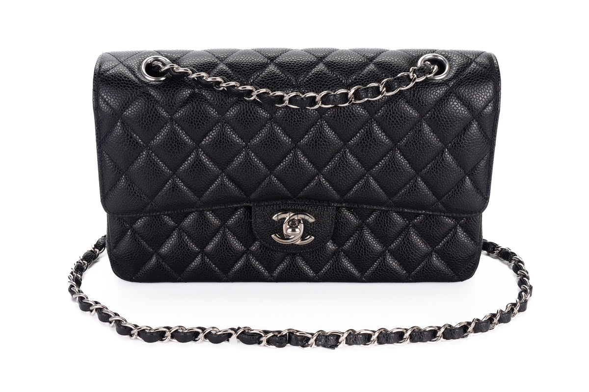 Chanel Medium Classic Flap Black Caviar Silver Hardware - view 8