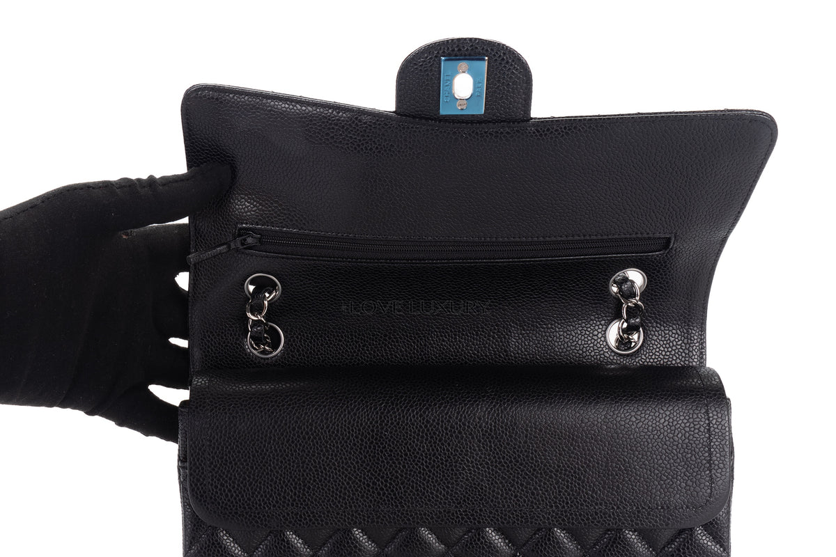Chanel Medium Classic Flap Black Caviar Silver Hardware - view 9