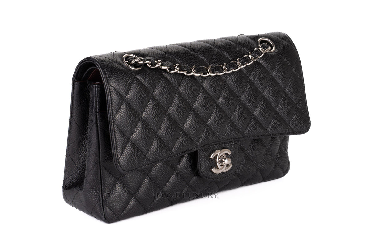 Chanel Medium Classic Flap Black Caviar Silver Hardware - view 2