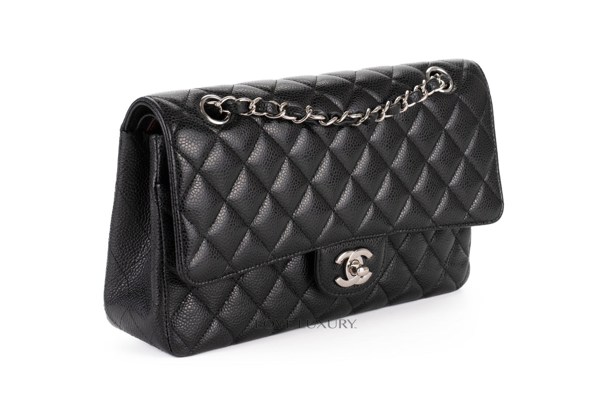 Chanel Medium Classic Flap Black Caviar Silver Hardware - view 2