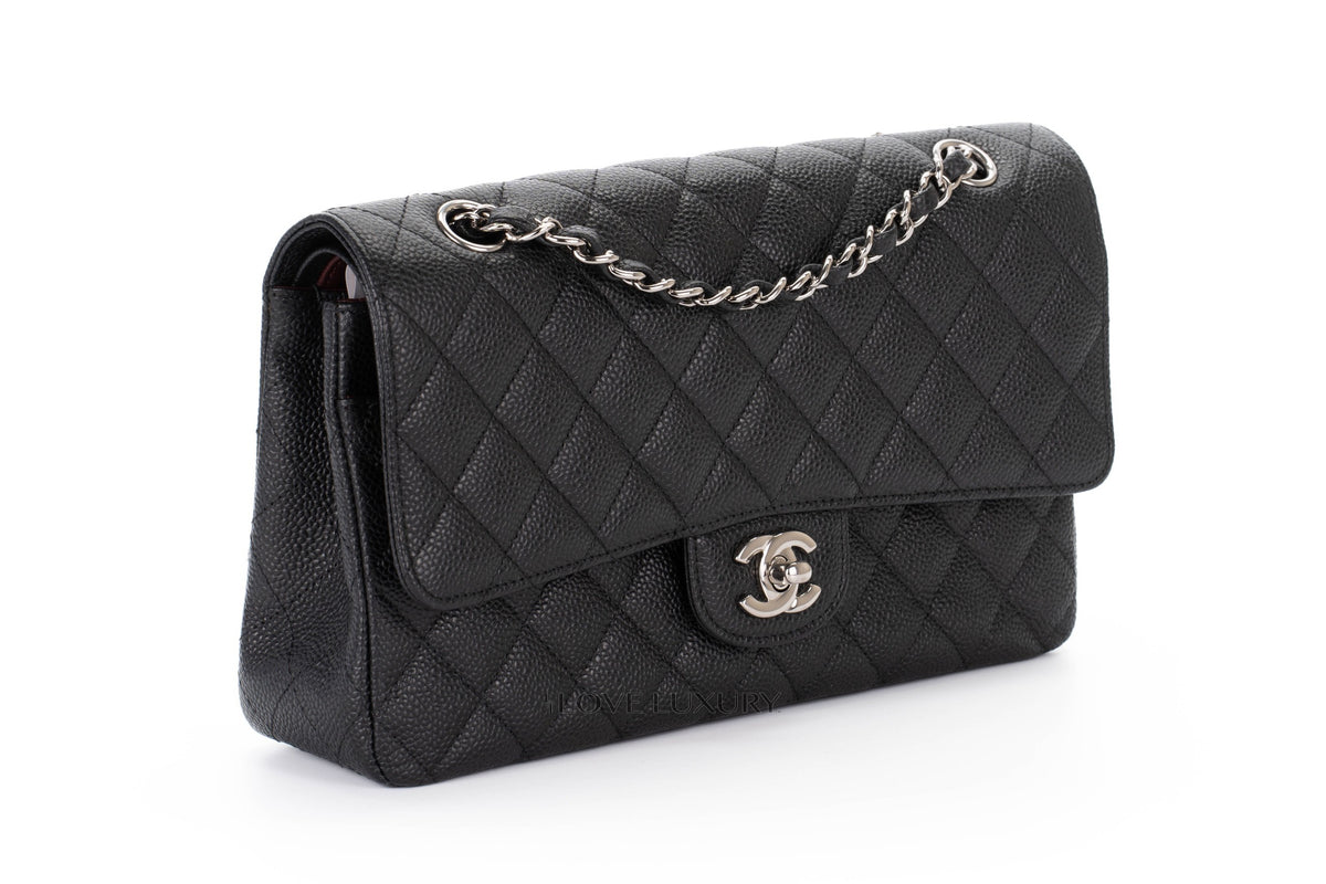 Chanel Medium Classic Flap Black Caviar Silver Hardware - view 2