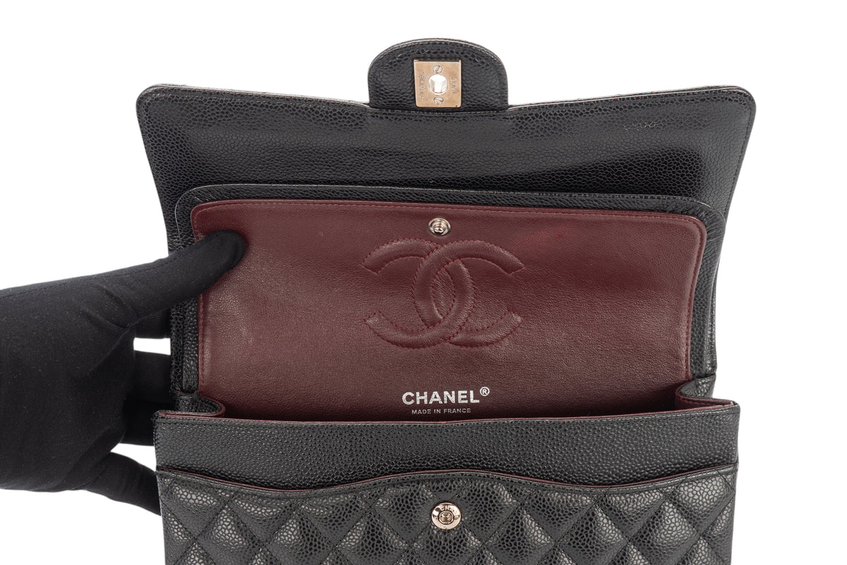 Chanel Medium Classic Flap Black Caviar Silver Hardware - view 10
