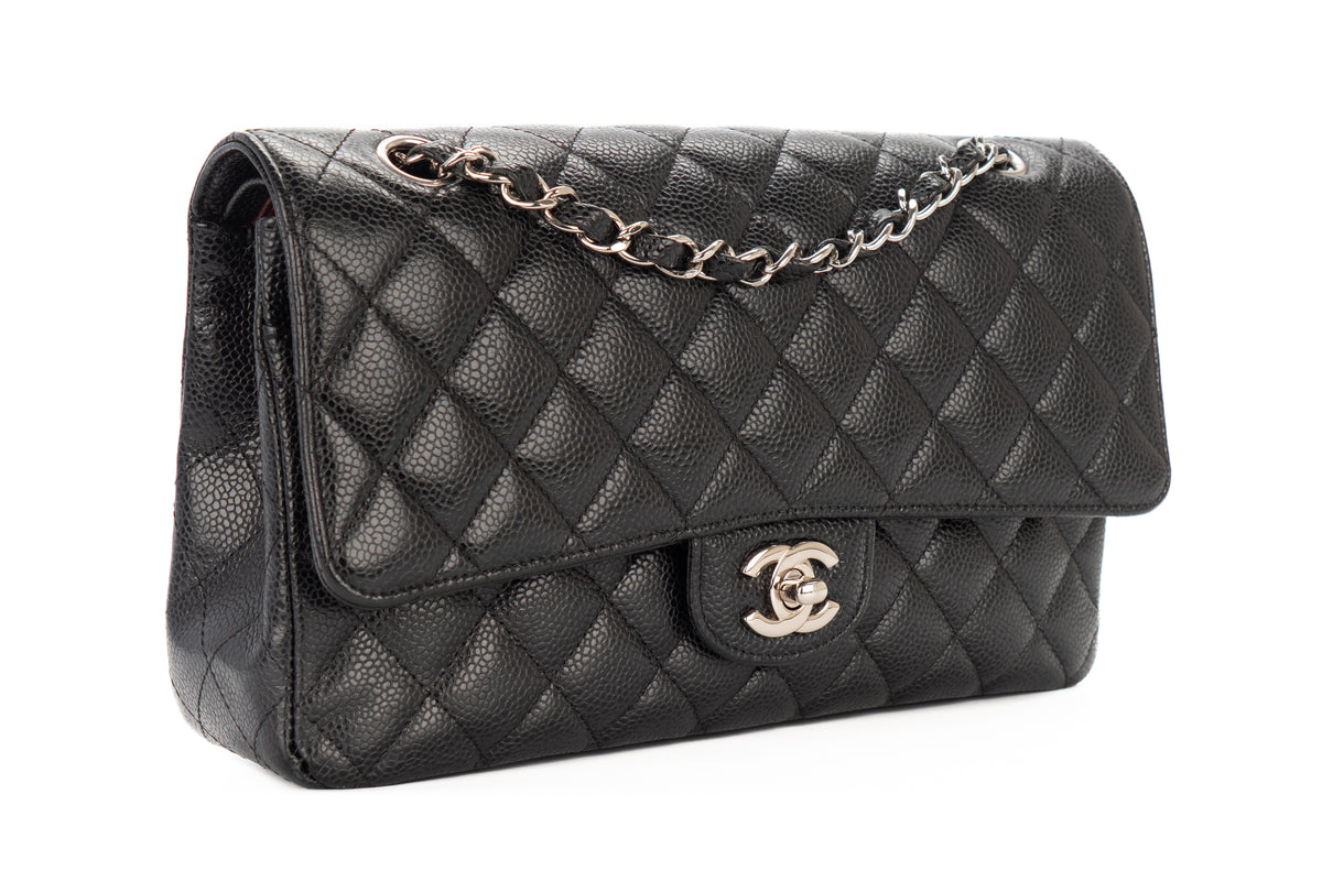 Chanel Medium Classic Flap Black Caviar Silver Hardware - view 2