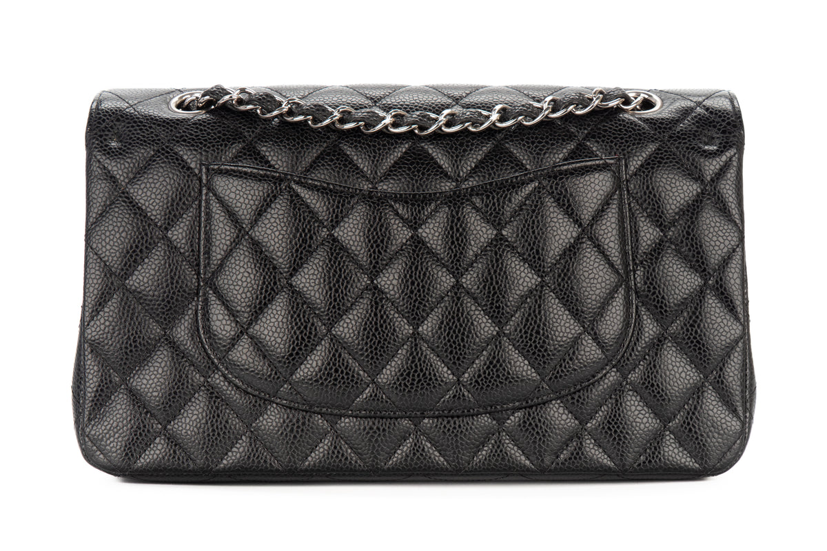 Chanel Medium Classic Flap Black Caviar Silver Hardware - view 3