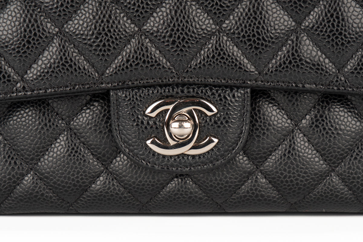 Chanel Medium Classic Flap Black Caviar Silver Hardware - view 7