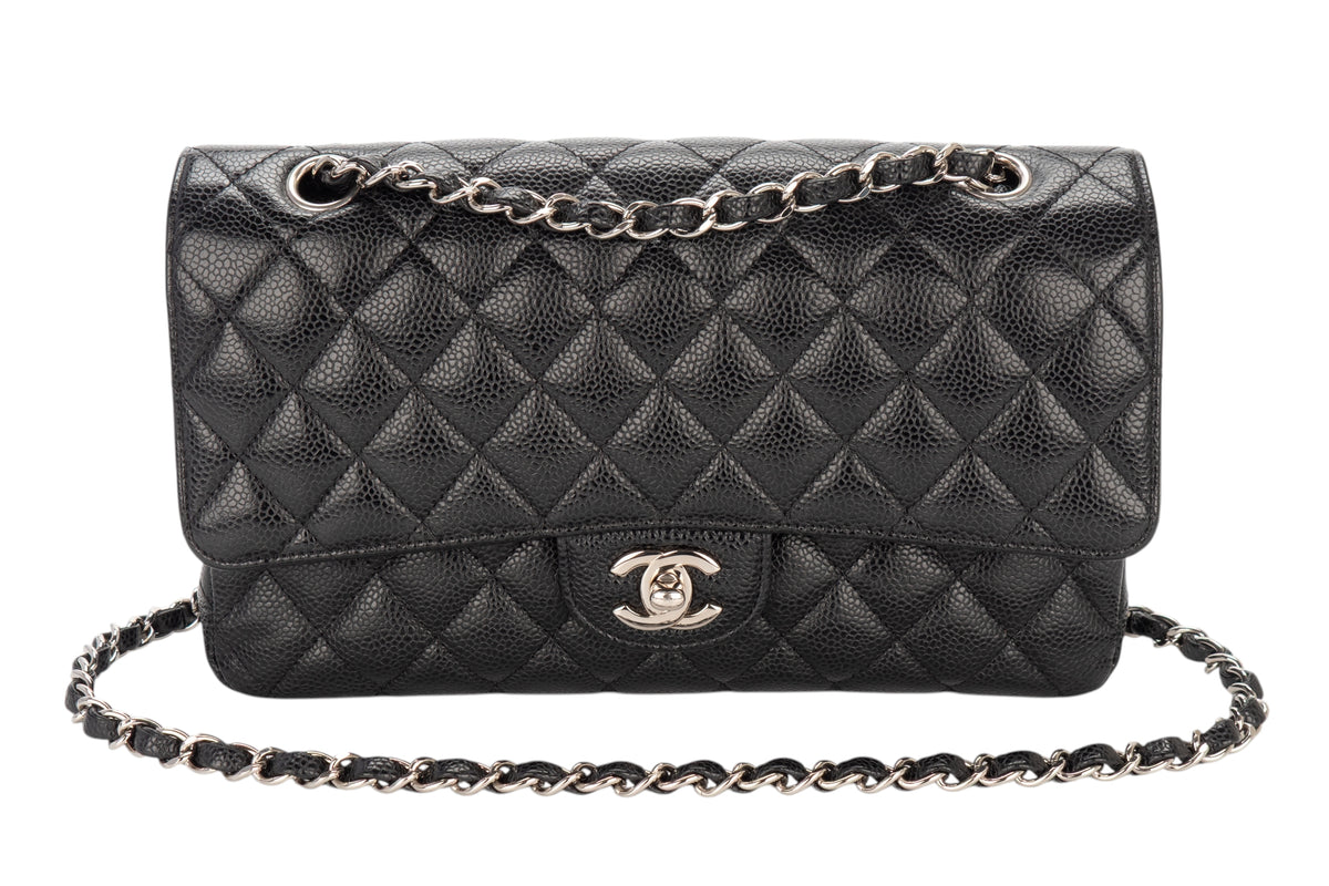 Chanel Medium Classic Flap Black Caviar Silver Hardware - view 8