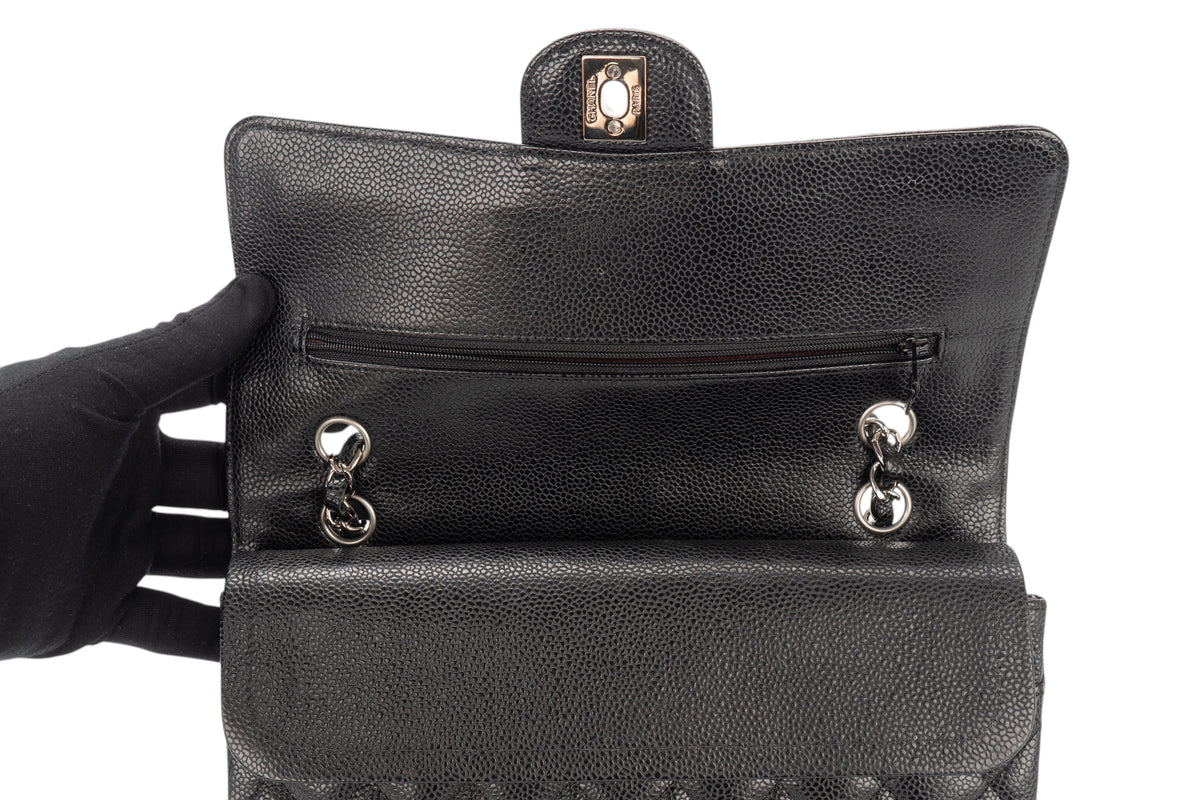 Chanel Medium Classic Flap Black Caviar Silver Hardware - view 9