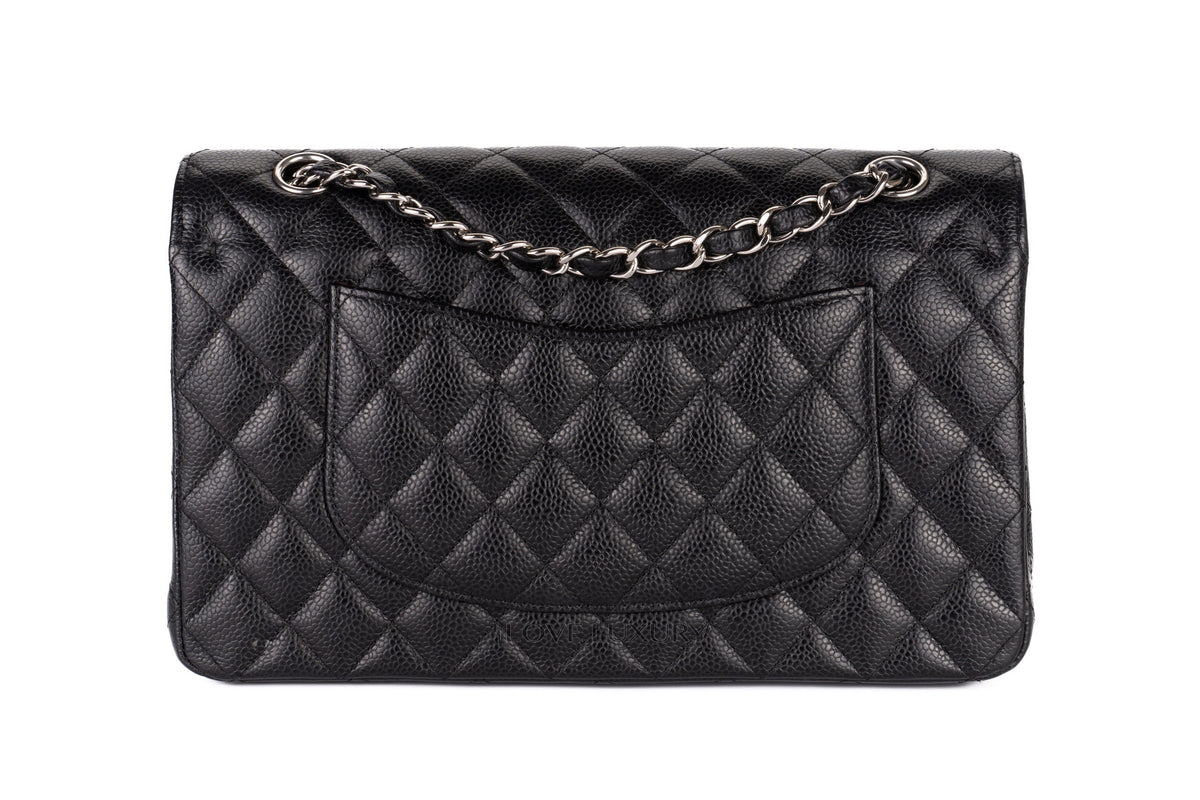 Chanel Medium Classic Flap Black Caviar Silver Hardware - view 3