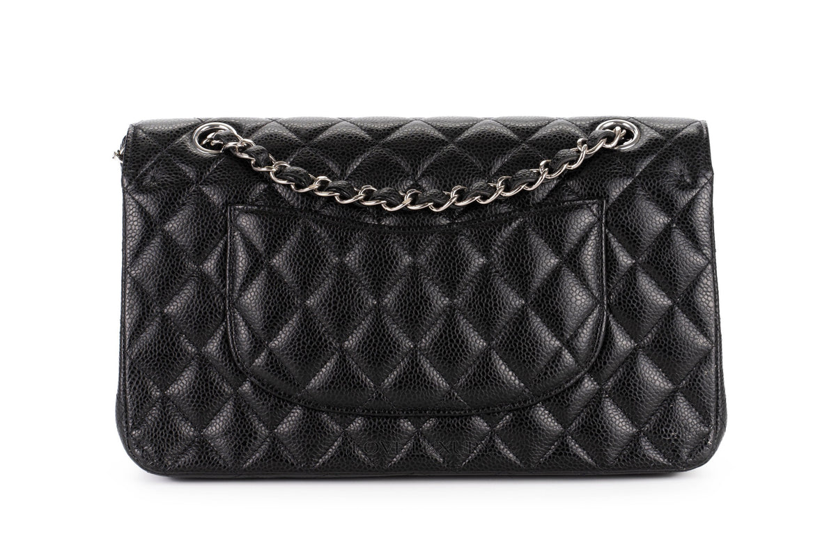 Chanel Medium Classic Flap Black Caviar Silver Hardware - view 3