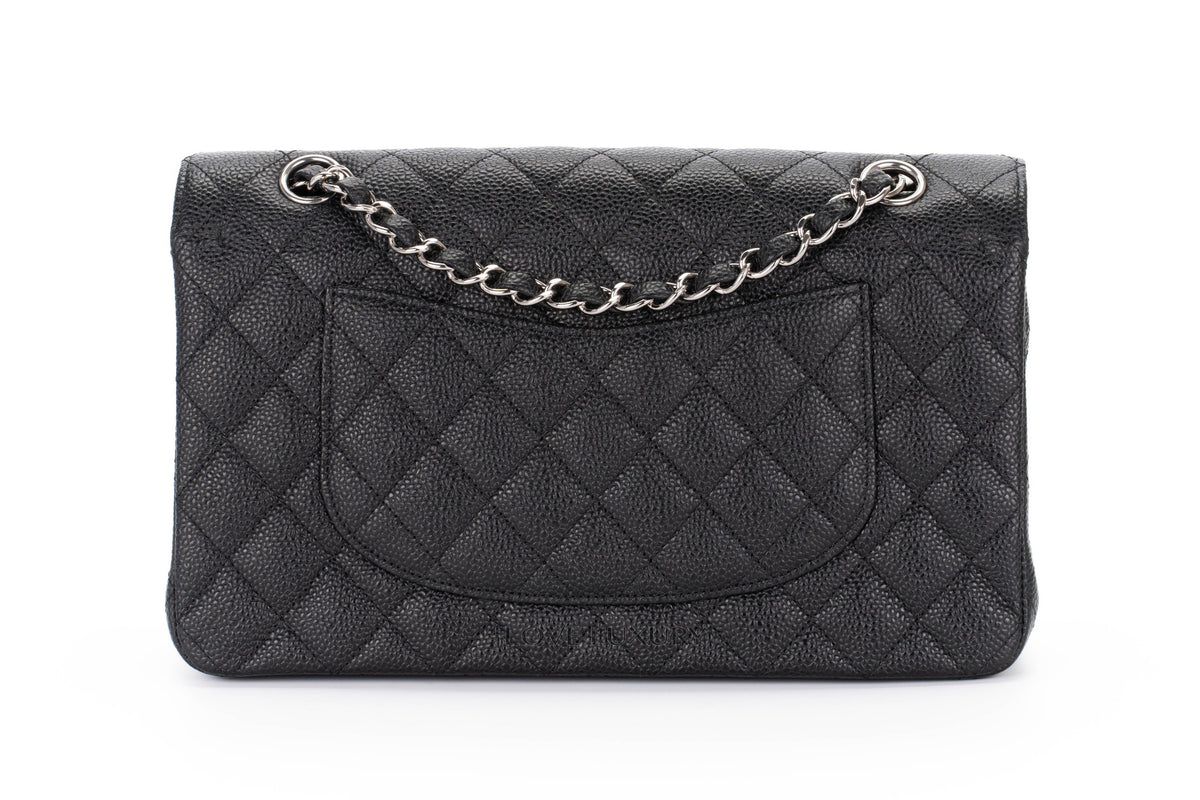 Chanel Medium Classic Flap Black Caviar Silver Hardware - view 3
