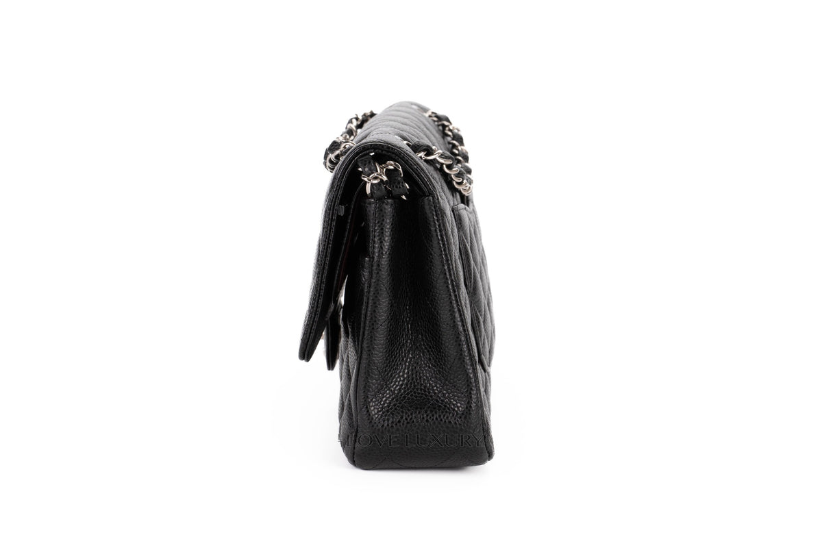 Chanel Medium Classic Flap Black Caviar Silver Hardware - view 4