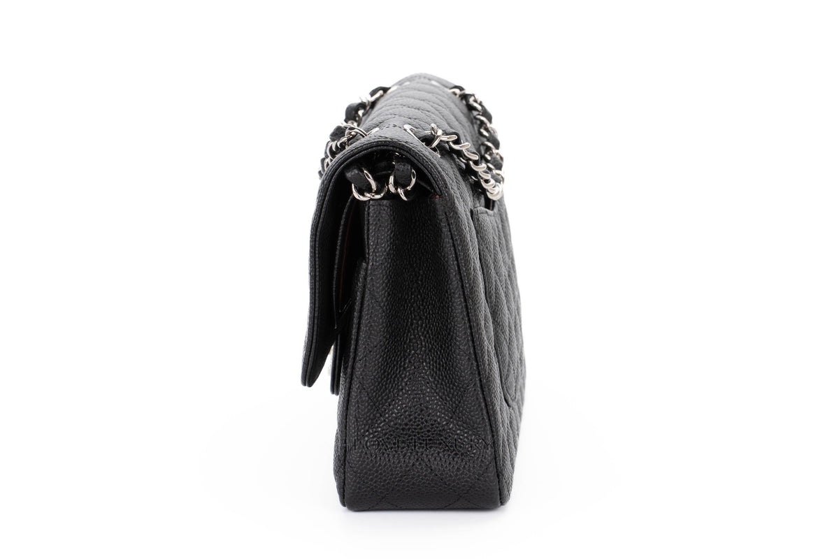 Chanel Medium Classic Flap Black Caviar Silver Hardware - view 4