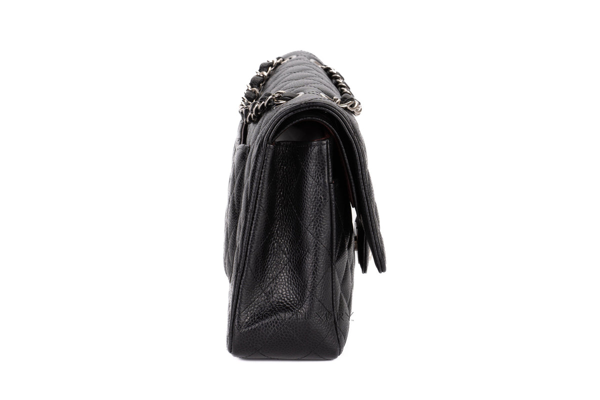Chanel Medium Classic Flap Black Caviar Silver Hardware - view 5