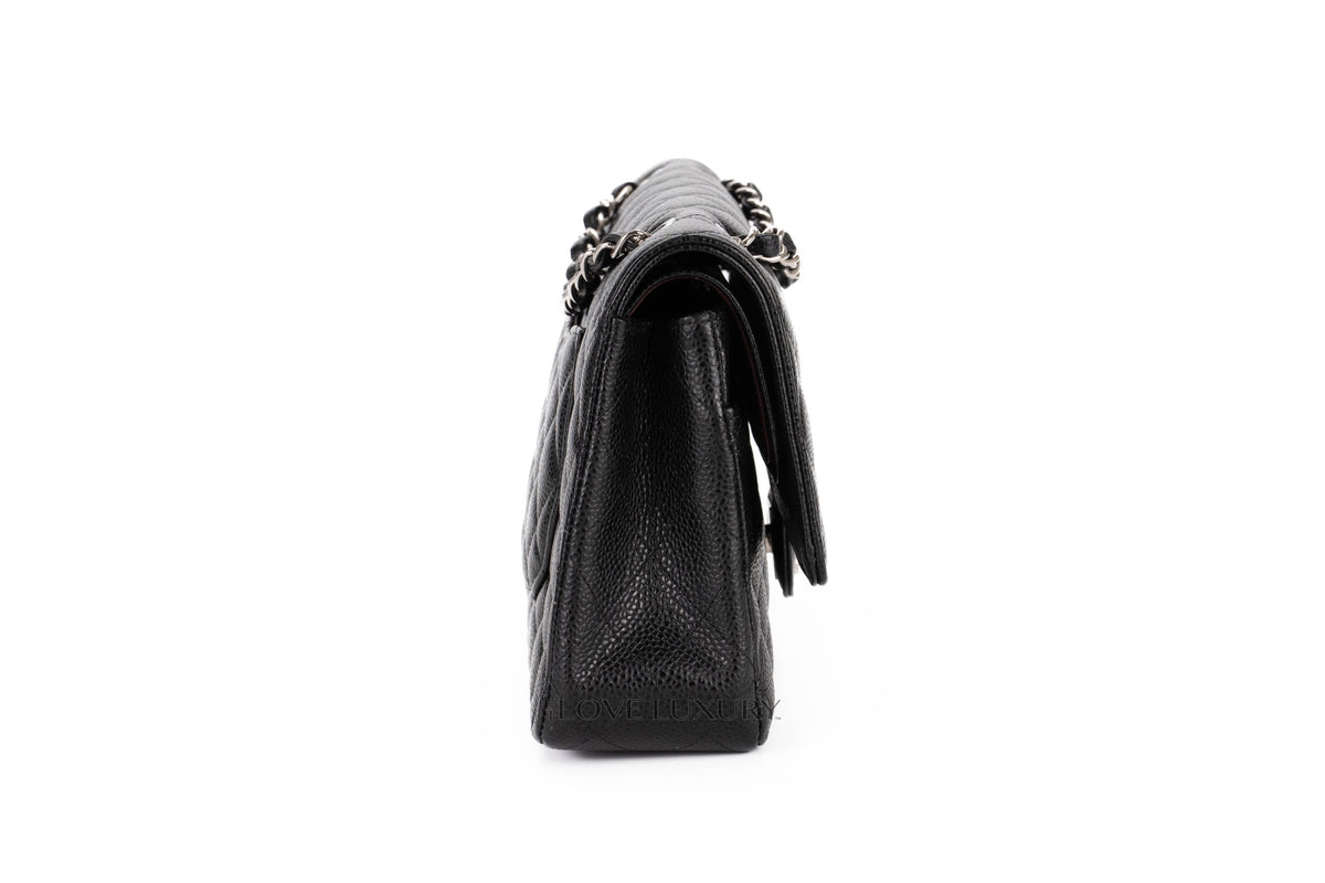 Chanel Medium Classic Flap Black Caviar Silver Hardware - view 5