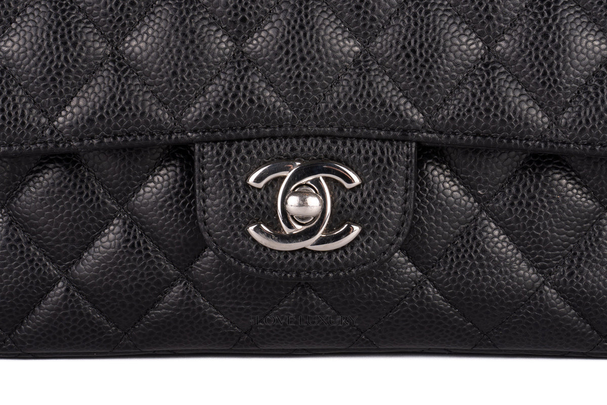 Chanel Medium Classic Flap Black Caviar Silver Hardware - view 7