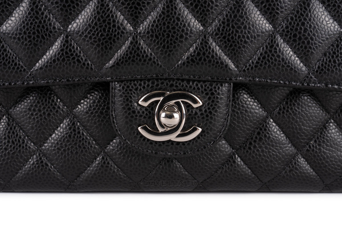 Chanel Medium Classic Flap Black Caviar Silver Hardware - view 7