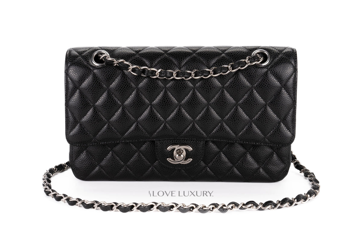 Chanel Medium Classic Flap Black Caviar Silver Hardware - view 8