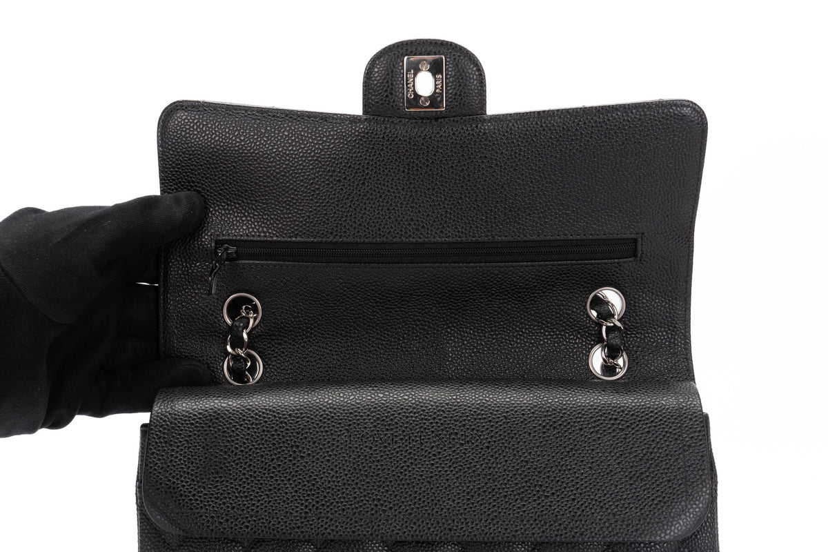 Chanel Medium Classic Flap Black Caviar Silver Hardware - view 9