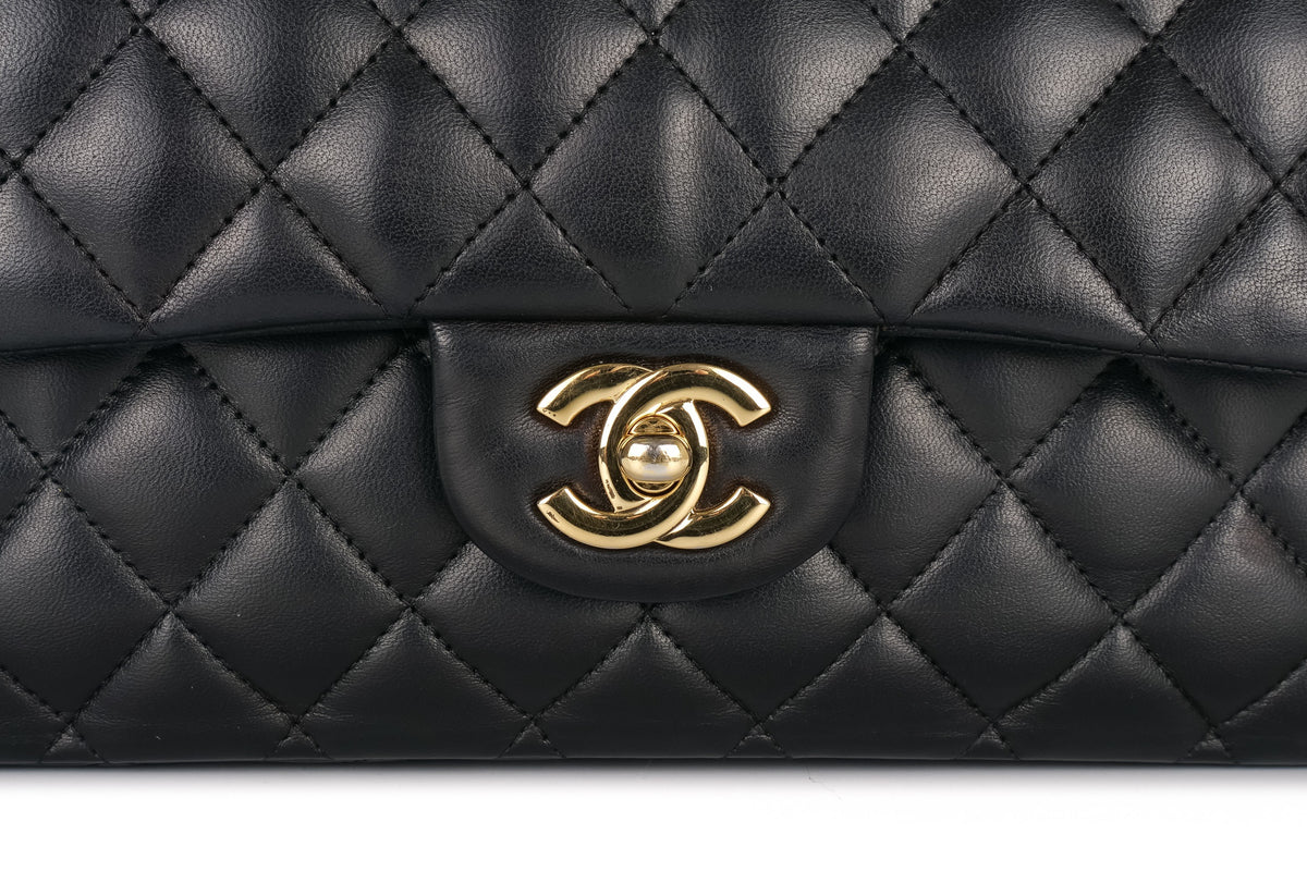 Chanel Medium Classic Flap Black Lambskin Gold Hardware - view 7