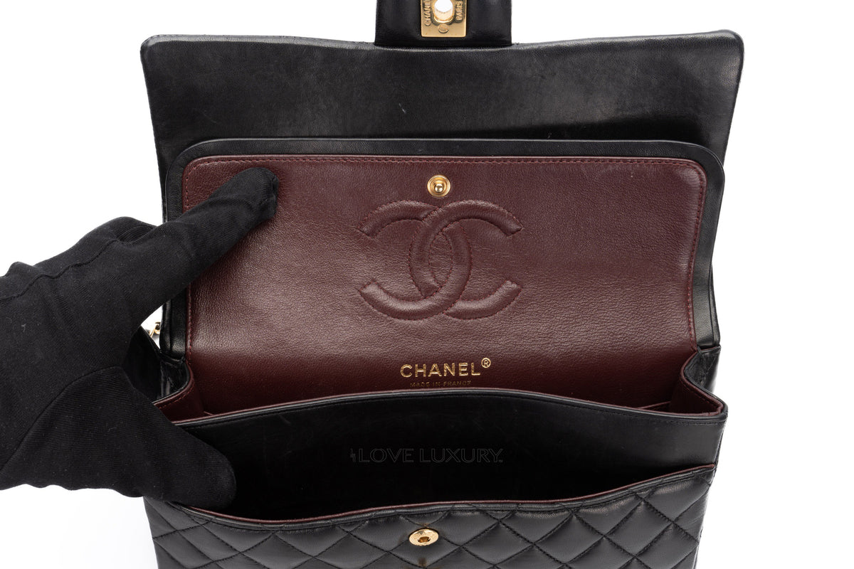 Chanel Medium Classic Flap Black Lambskin Gold Hardware - view 10