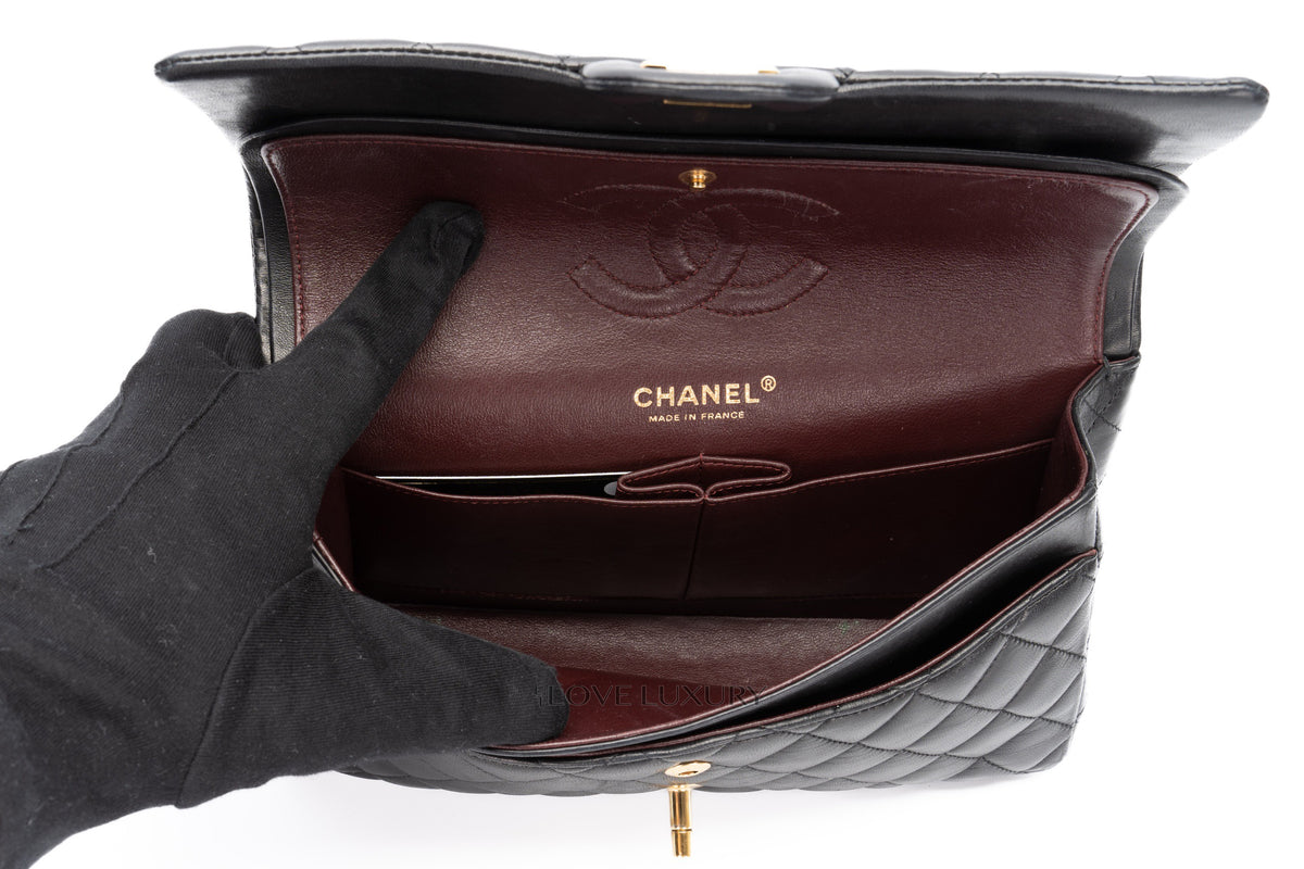 Chanel Medium Classic Flap Black Lambskin Gold Hardware - view 11