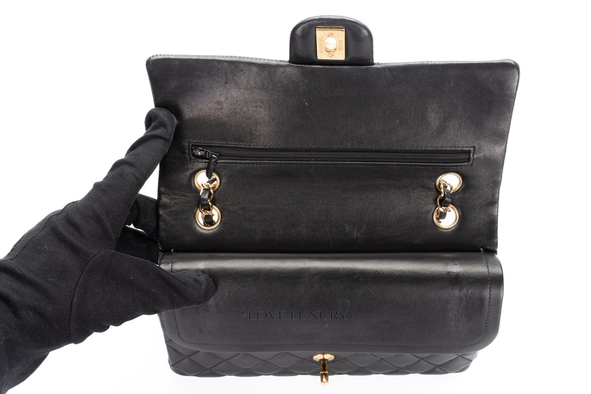 Chanel Medium Classic Flap Black Lambskin Gold Hardware - view 12