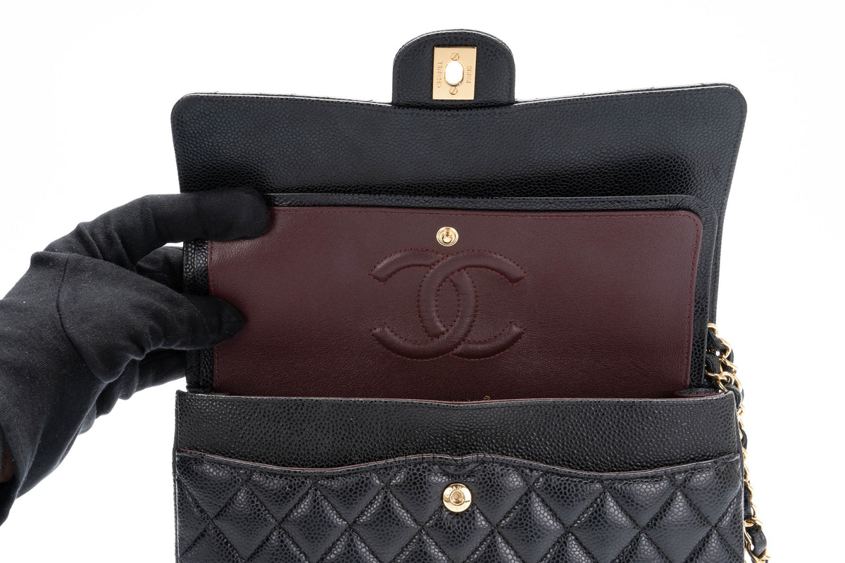 Chanel Medium Classic Flap Black Caviar Gold Hardware - view 10