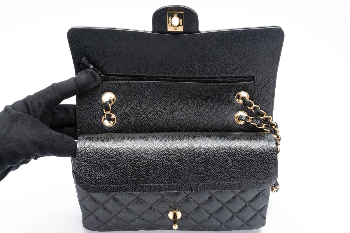 Chanel Medium Classic Flap Black Caviar Gold Hardware - view 11