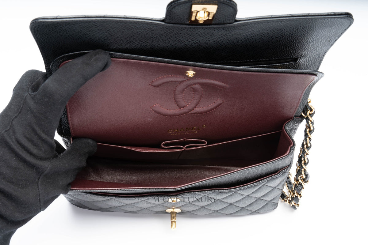 Chanel Medium Classic Flap Black Caviar Gold Hardware - view 12