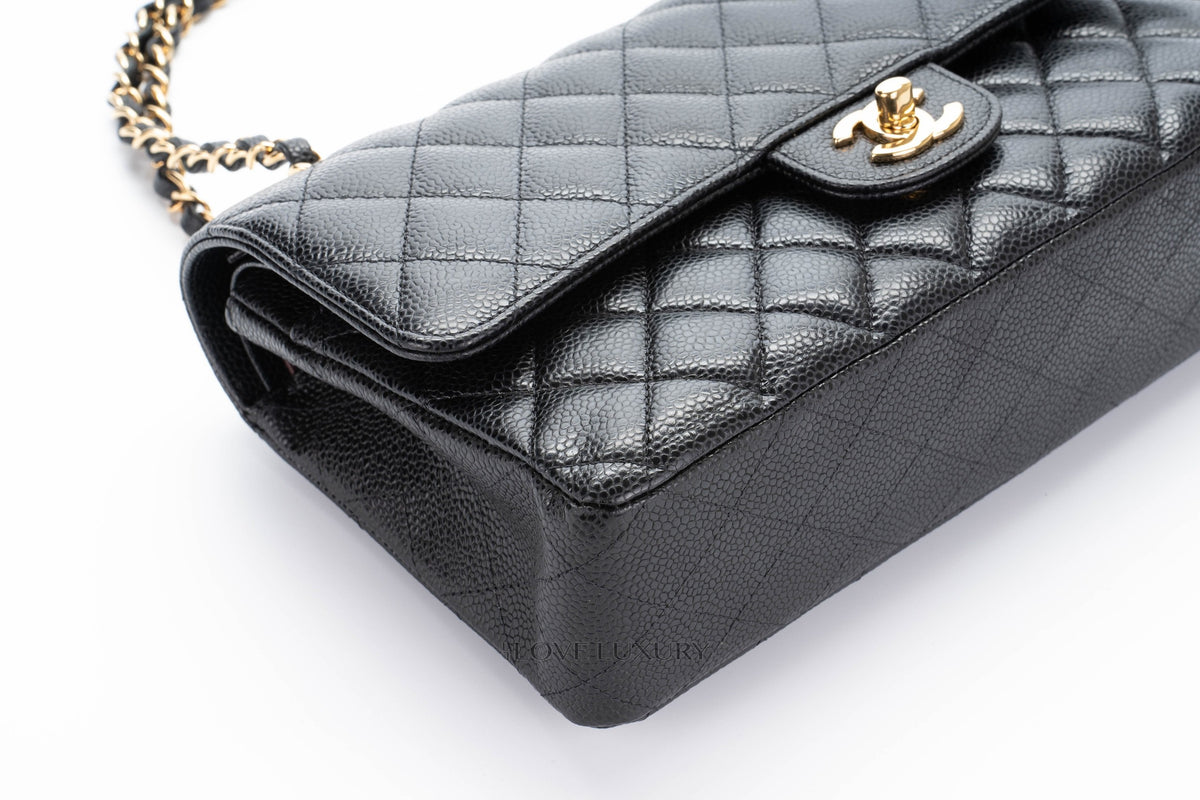Chanel Medium Classic Flap Black Caviar Gold Hardware - view 7