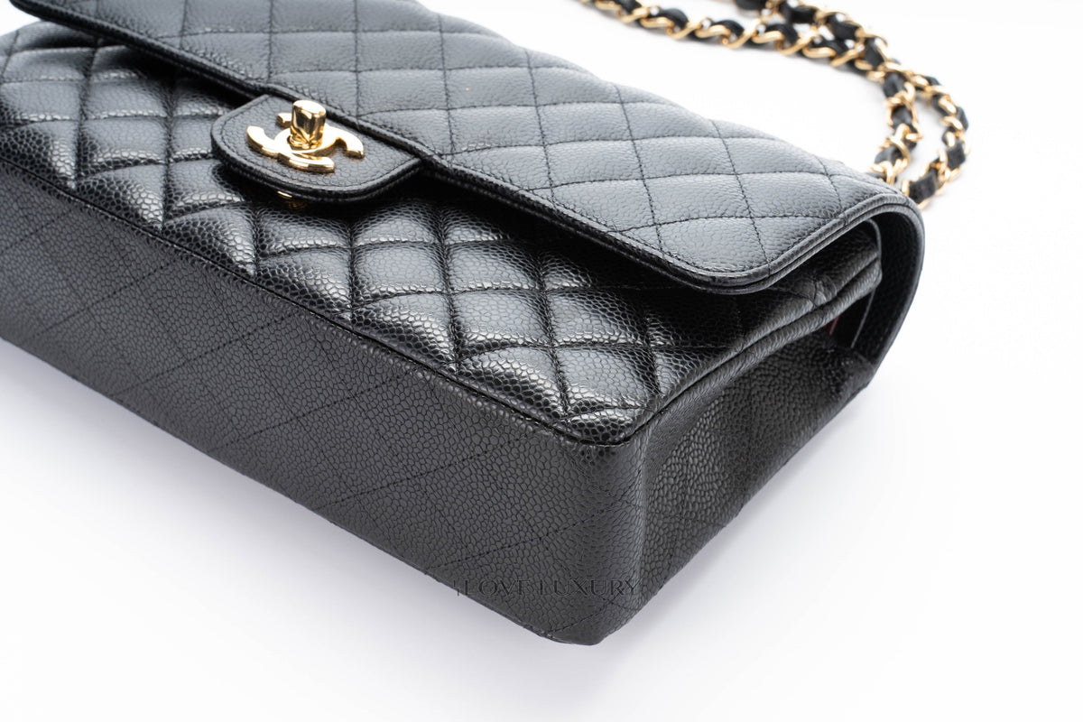 Chanel Medium Classic Flap Black Caviar Gold Hardware - view 8