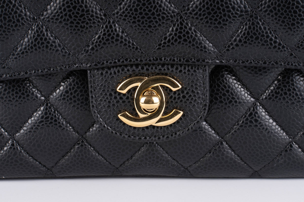 Chanel Medium Classic Flap Black Caviar Gold Hardware - view 9