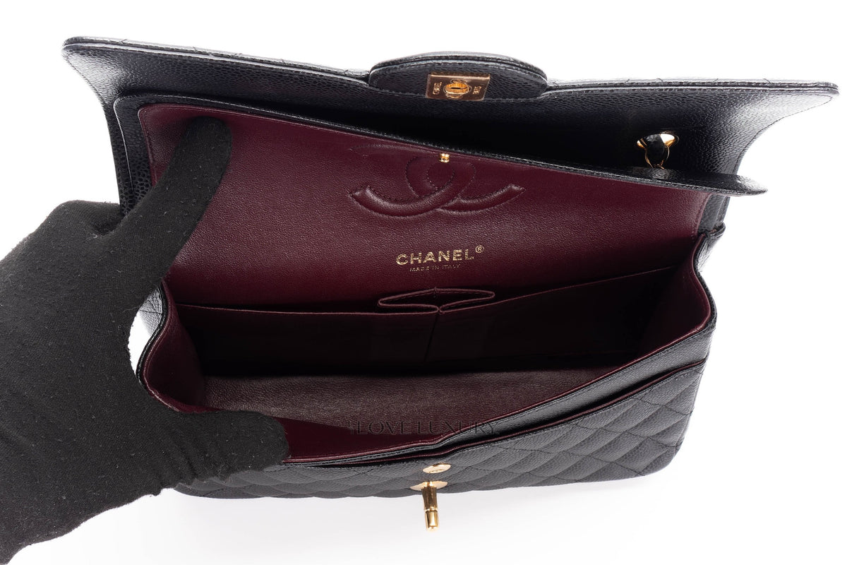 Chanel Medium Classic Flap Black Caviar Gold Hardware - view 10