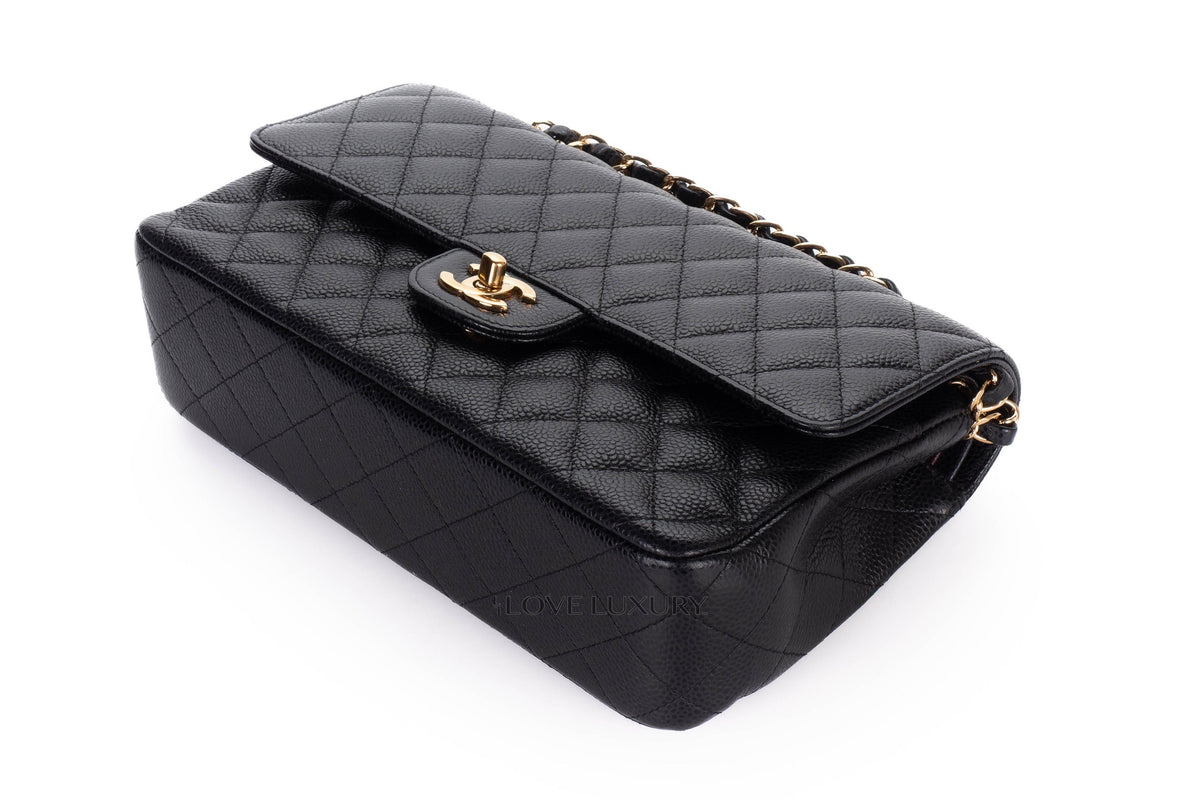 Chanel Medium Classic Flap Black Caviar Gold Hardware - view 12