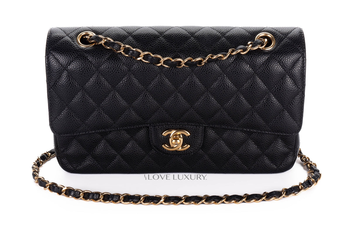 Chanel Medium Classic Flap Black Caviar Gold Hardware - view 7