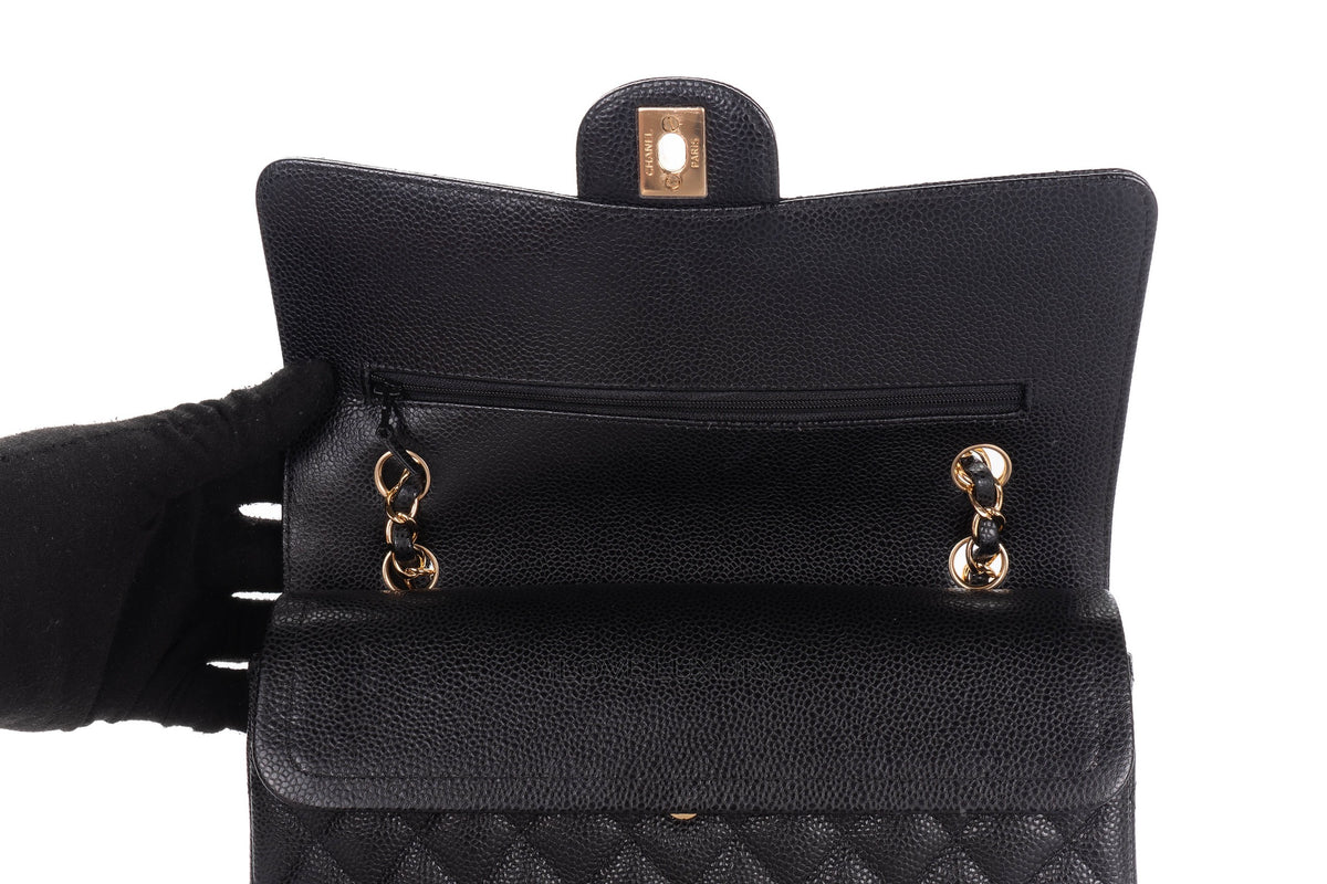 Chanel Medium Classic Flap Black Caviar Gold Hardware - view 8